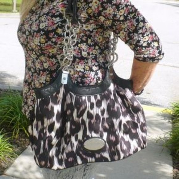 ❤️Dana Buchman Handbag  Black, White & Violet Shoulder Bag - Picture 5 of 8